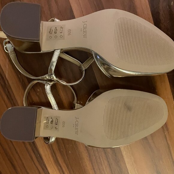 J.Crew Gold Y-Strap Heels 6.5 - Picture 6 of 7